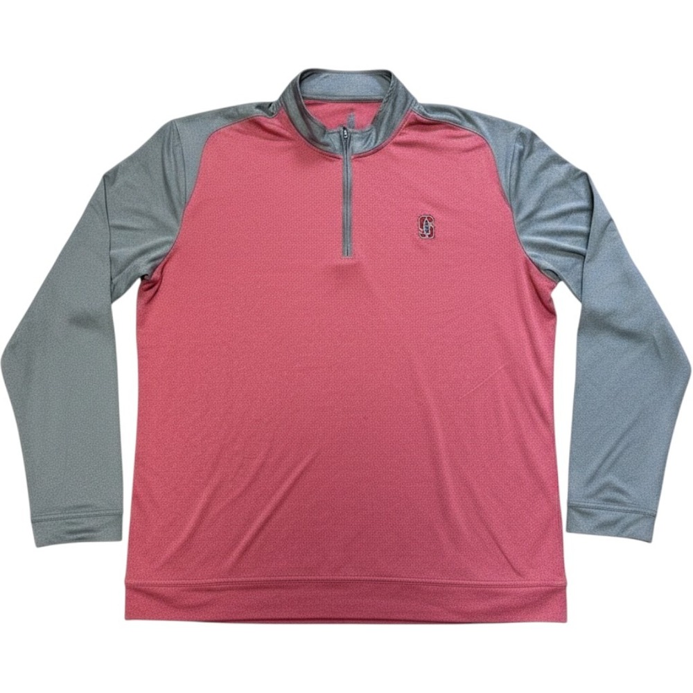 johnnie-O Stanford University Quarter Zip Pullover XXL Red Grey Performance Golf
